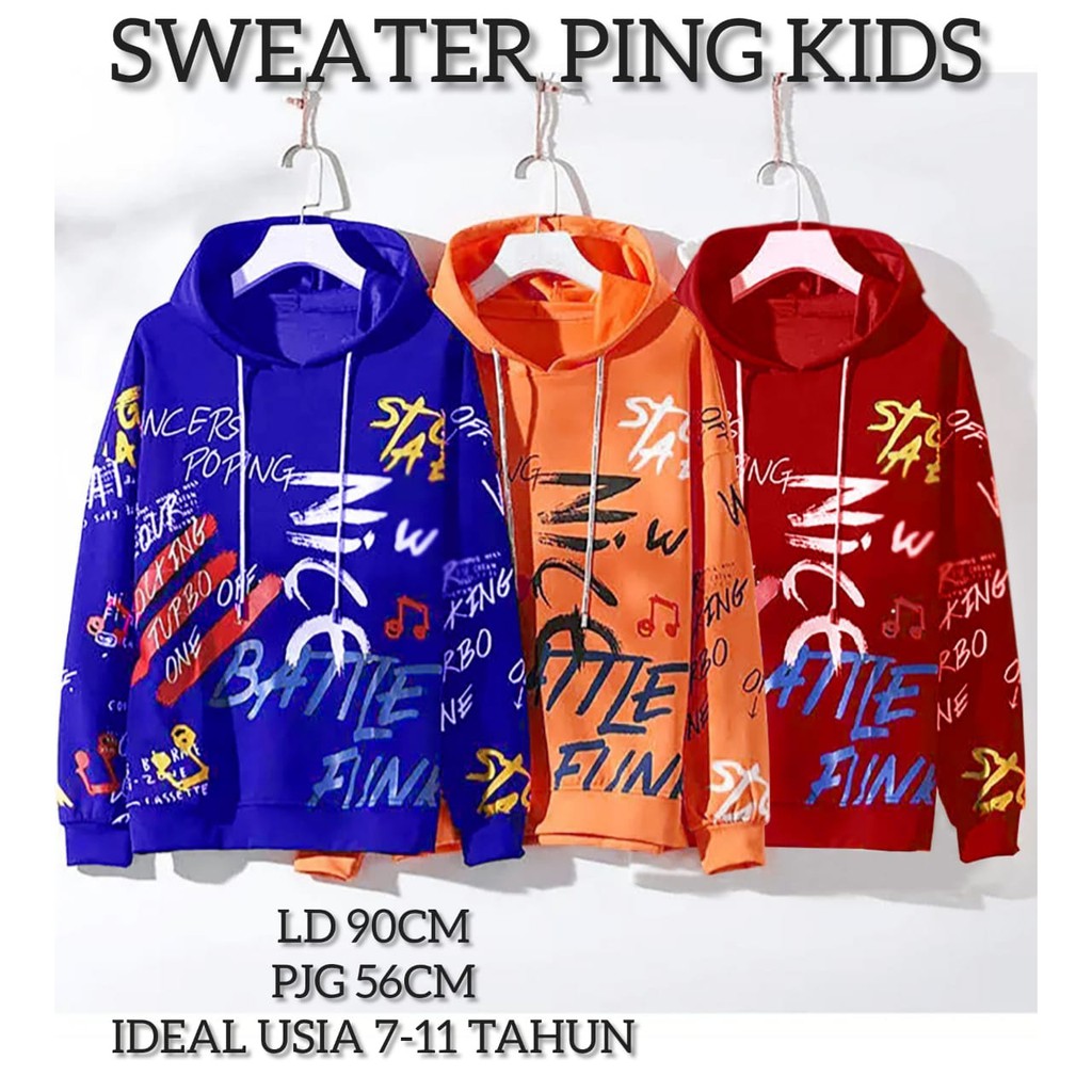 SWEATER HOODIE PING KIDS/SWEATER ANAK USIA 7-11 TAHUN