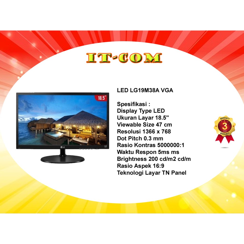 Monitor LED LG 19M38A-B 19Inch Garansi Resmi Murah