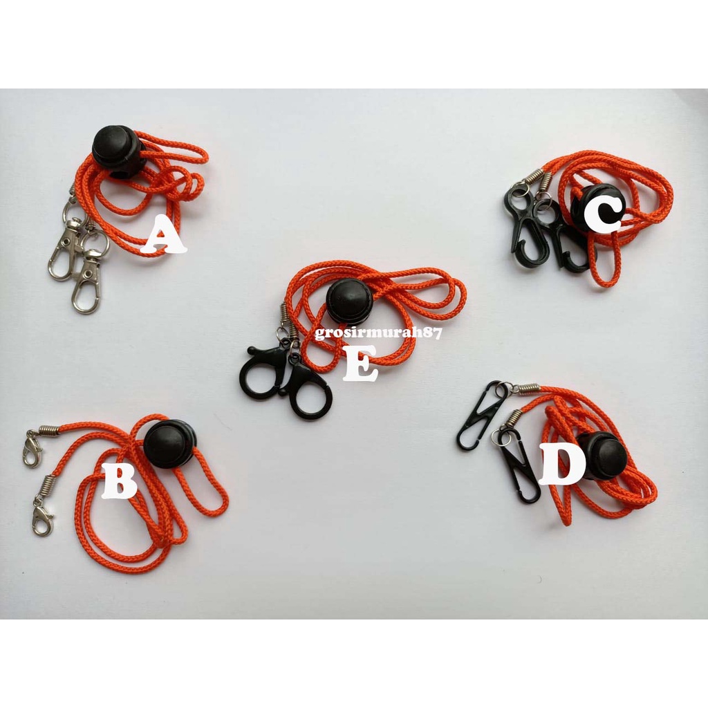 Tali masker dewasa lanyard kalung masker non elastis warna orange ready stok cantolan kokot cantolan besi atau plastik