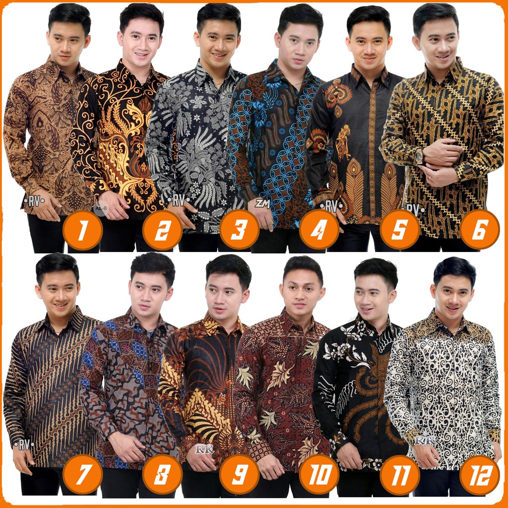 Batik Kemeja Baju Batik Atasan Pria Panjang /Pendek Best Seller Seragam Anak Wanita 15Motif M L XL