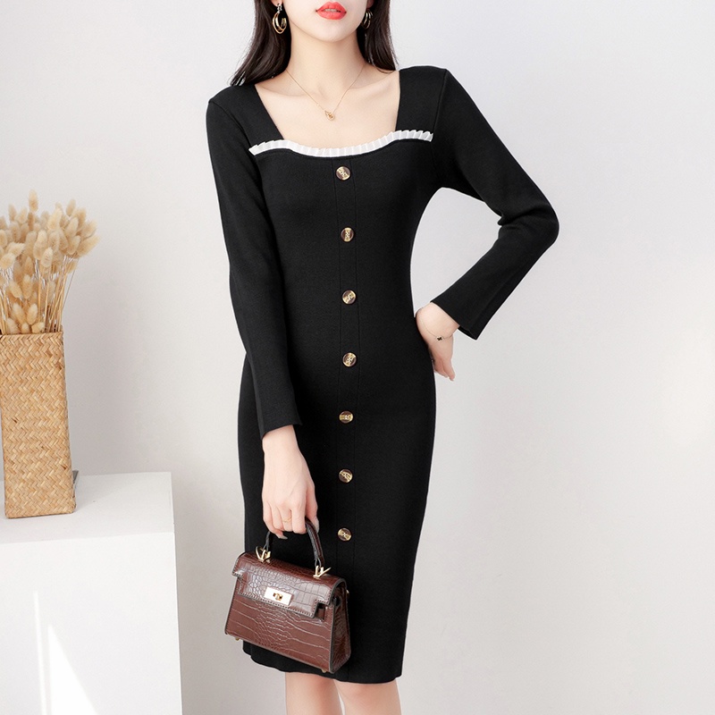 【Elegant】Evening Ladies Bodycon  Bandage Long Sleeves knit Dresses 7375