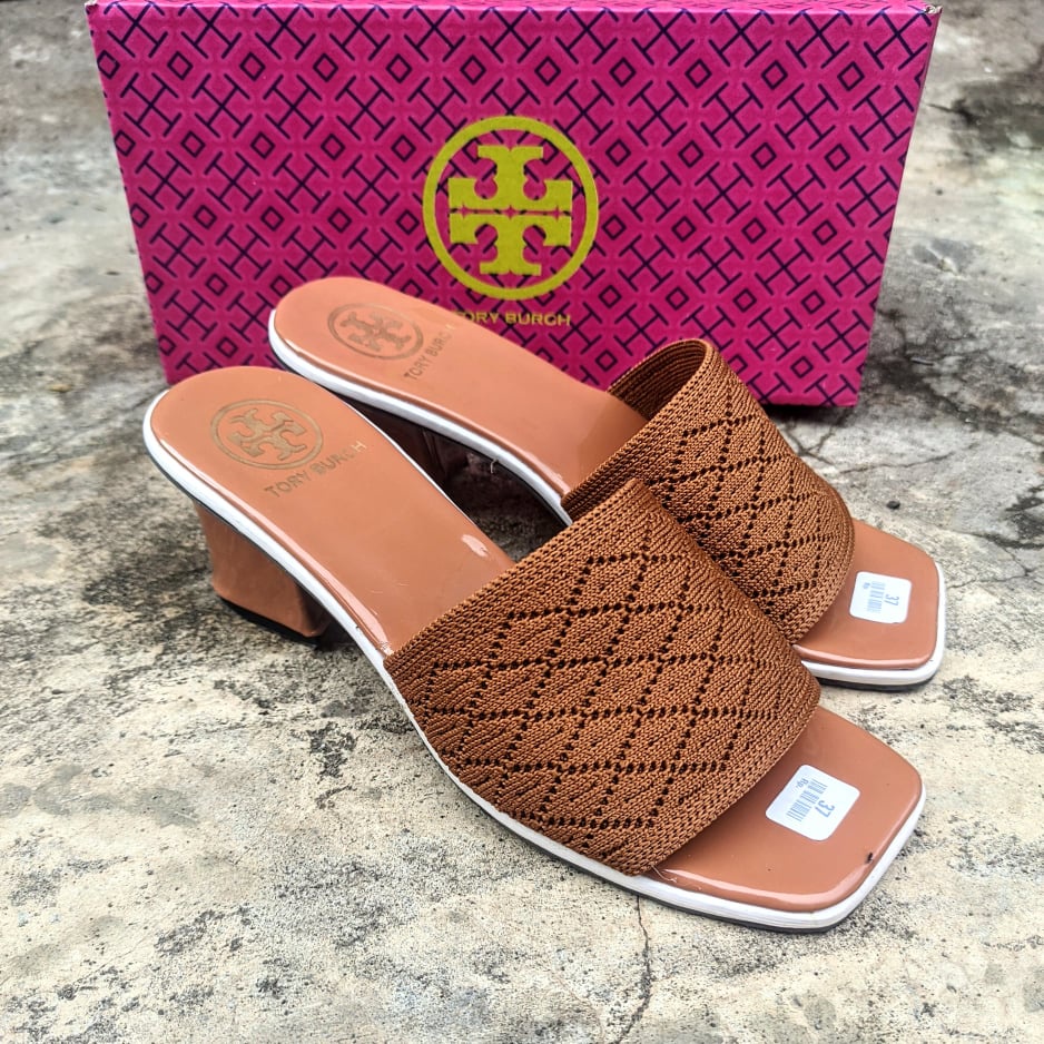 HAK TAHU - Sandal Wanita Hak Tinggi 5 cm Sandal Perempuan Rajut Import Casual Fashion Terbaru Sendal Pesta Party ToryTORY