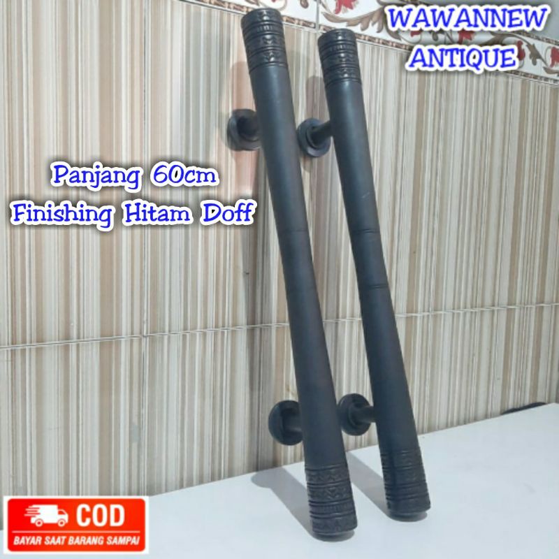 Handle Pintu / Gagang Pintu Rumah Pagar Kuningan Antik Motif Polos Lerek 60cm