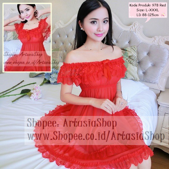 Lingerie Ukuran XXL XL L, M Baju Tidur Cantik Transparan, Lingerie Ungu Merah Hitam Seksi Sexy 987