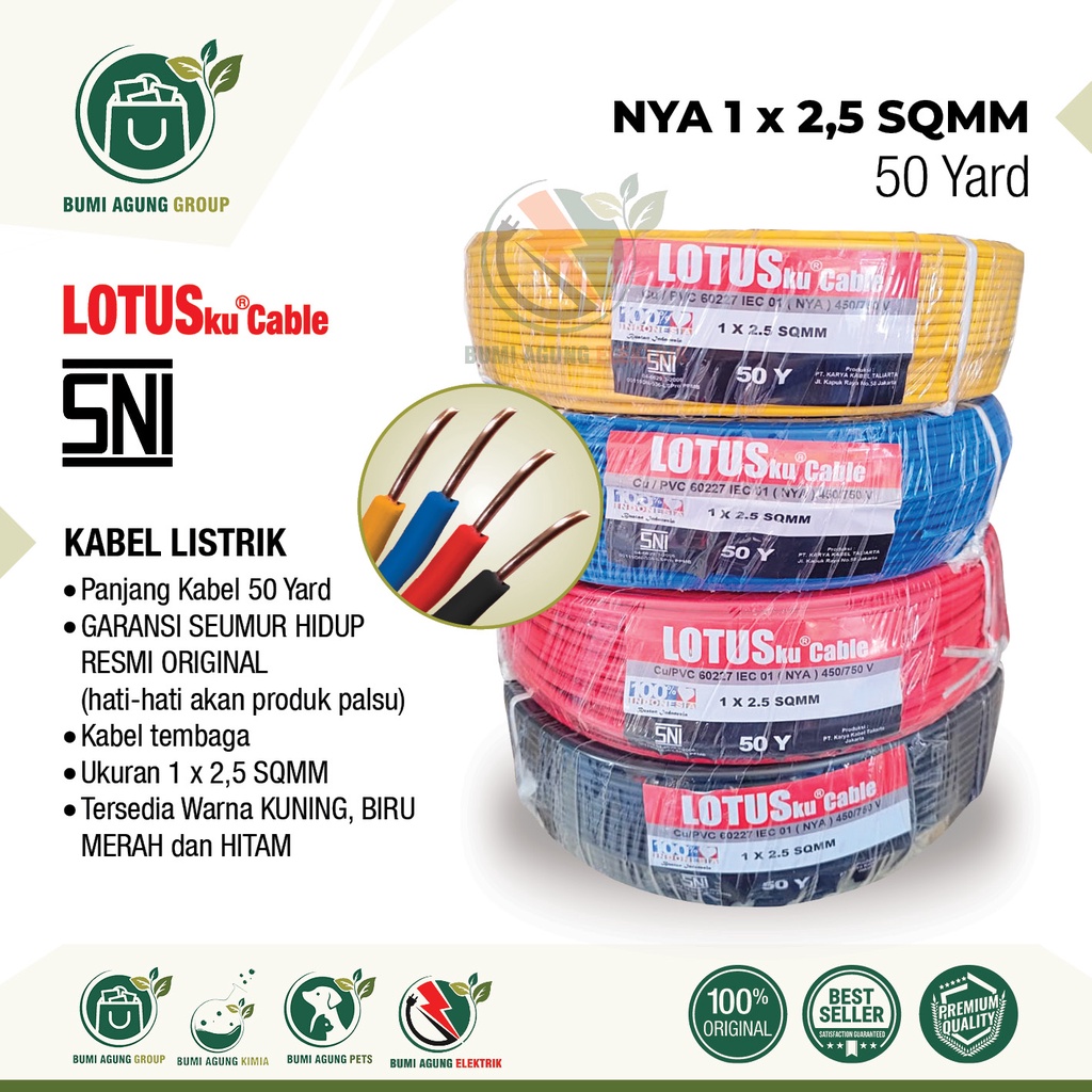 Kabel NYA 2.5mm 2,5mm LOTUSKU MYVO 50 Yard 1x2.5 1x2,5 2.5 2,5 50Y bkn 50m LOTUS