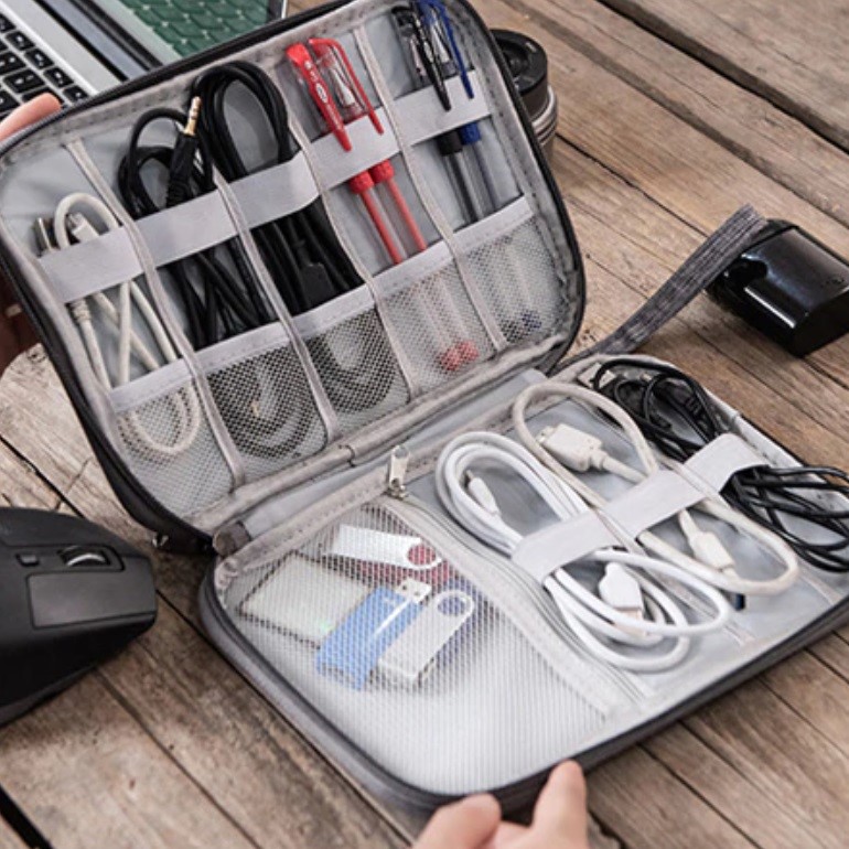 Travel Pouch Cable Gadget Organizer Bag Tas Penyimpanan Kabel Slim