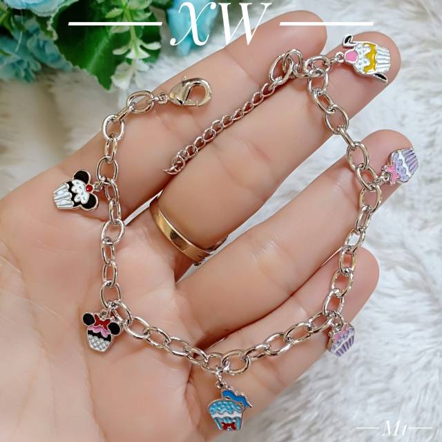 Gelang rantai Fashion warna silver XW019