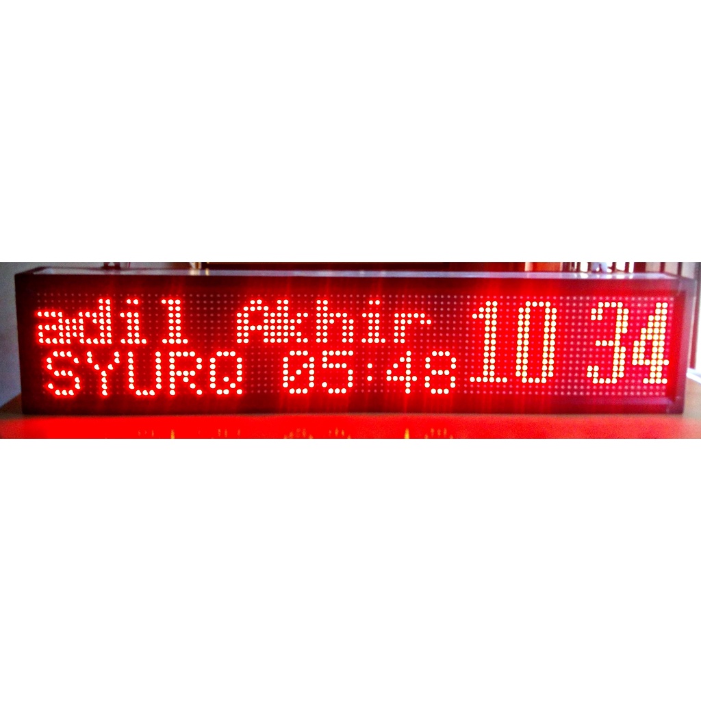 Jadwal Sholat Running Text LED warna Merah 104cm x 24cm