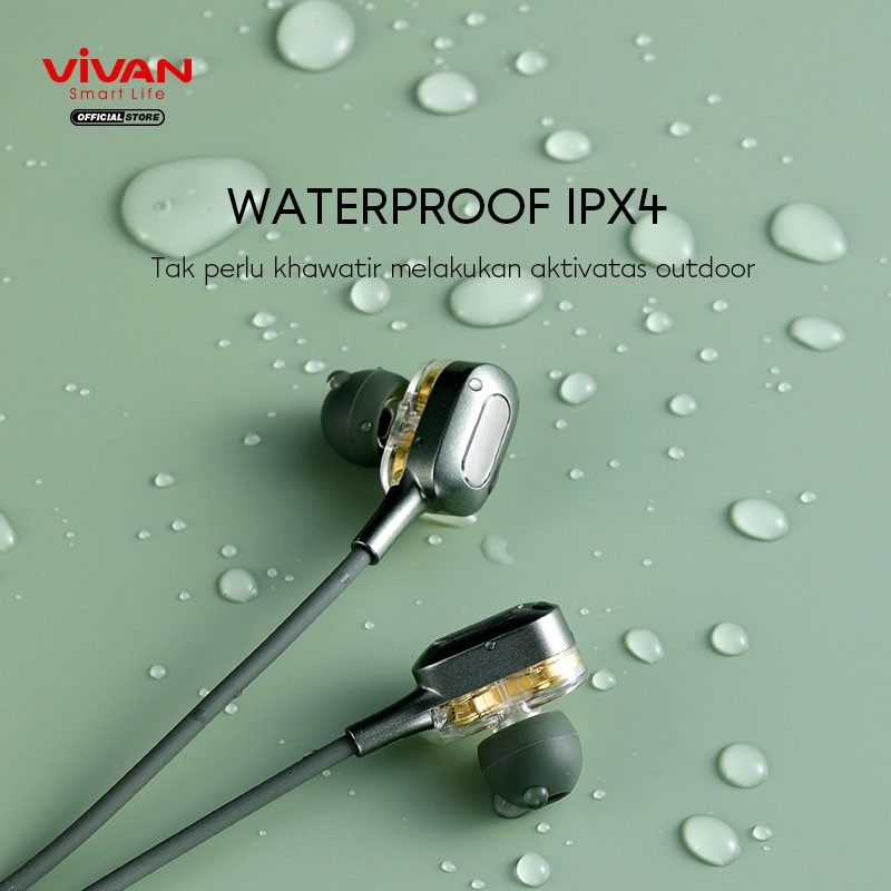 VIVAN Headset Bluetooth 5.0 Magnetic Bass Waterproof IPX4 Playtime 16 Jam Liberty N100 Garansi 1 Thn