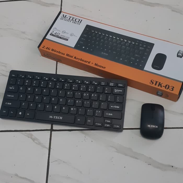 Paket Keyboard Mini Slim Wireless Mouse MTech STK-03 M-Tech STK03