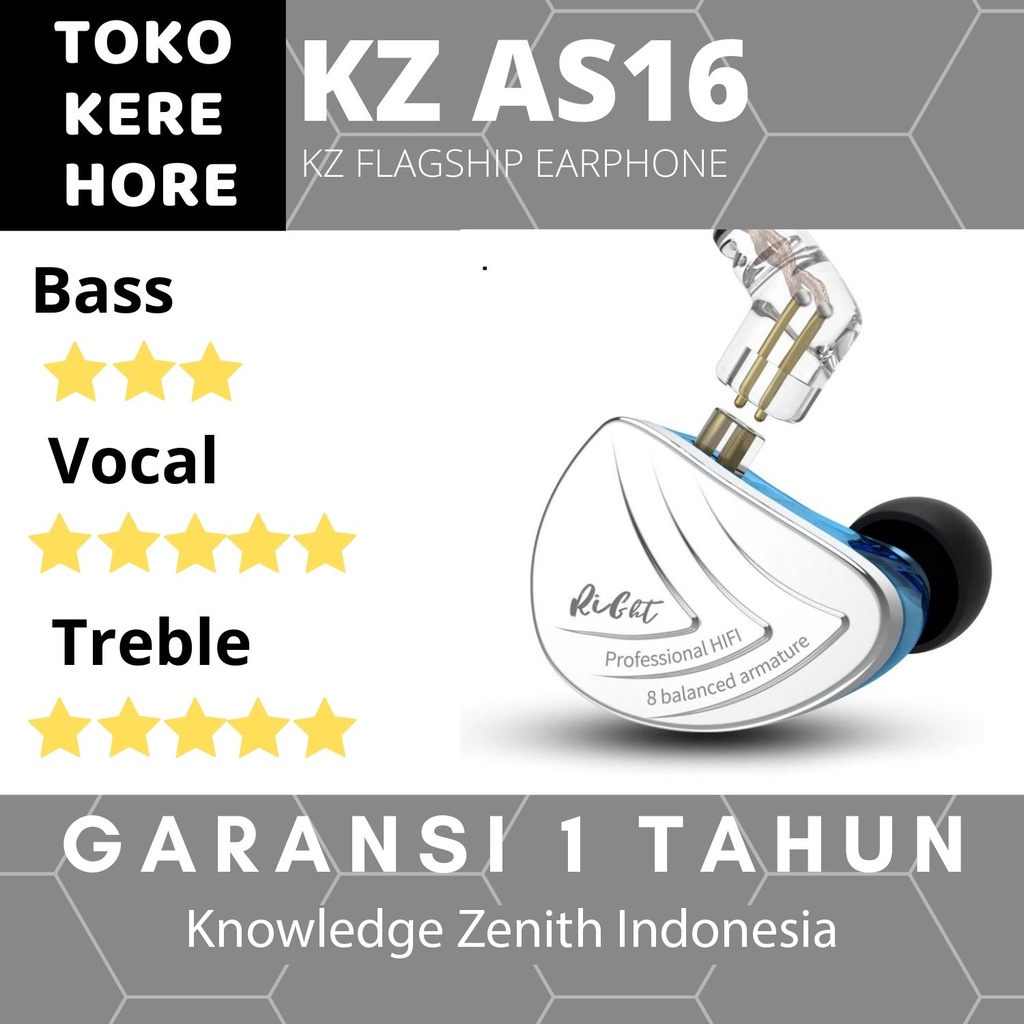 Knowledge Zenith KZ AS16 - 8BA - Earphone with MIC