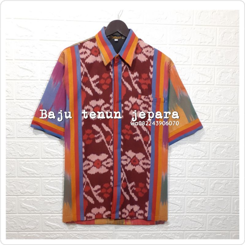 Dress tenun baju tenun jepara gradasi pelangi DTB54