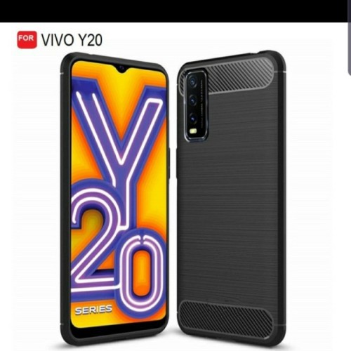 Case iPaky Carbon VIVO Y20 Sopkes HP Vivo Y20 Premium Kondom Hp Hitam Lentur