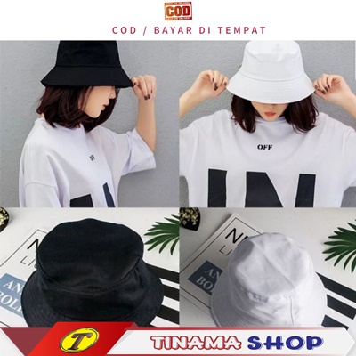 Topi Bucket Polos Bolak Balik Drill / Topi Bucket Hat Pria Wanita Dewasa / Topi Pantai