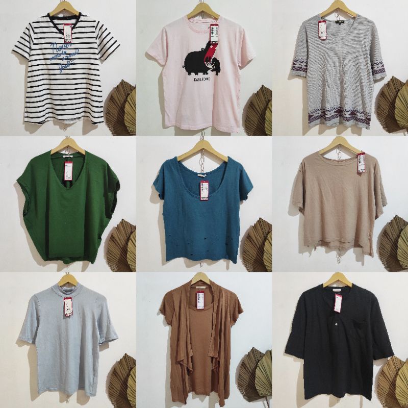 Atasan Wanita Sweater Cardigan Tshirt Lengan Pendek Thrift Murah Premium