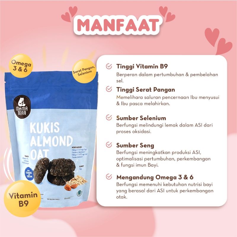 MAMA BEAR - KUKIS ALMOND OAT EXP 23 08 2023 - COOKIES ALMOND - KUE ALMOND - BOOSTER ASI - PELANCAR ASI