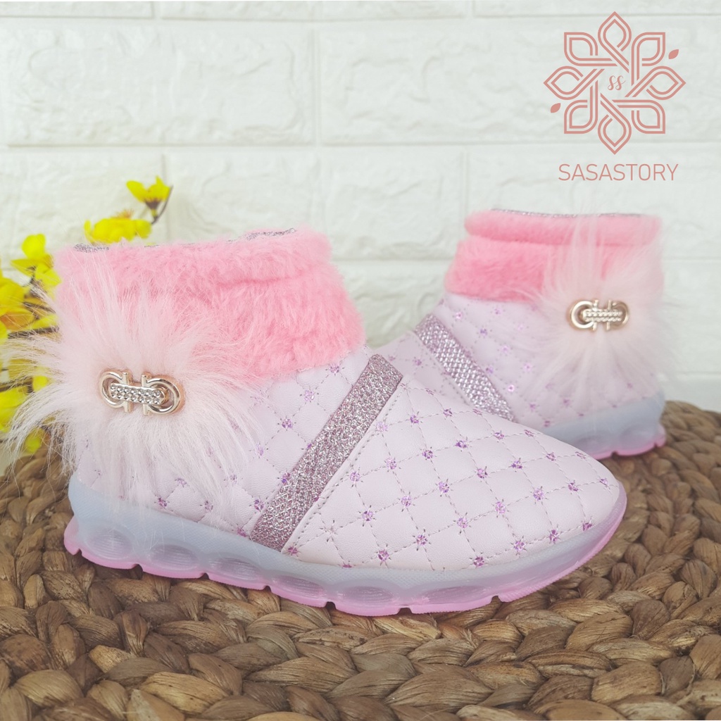 SEPATU BOOTS PINK ANAK PEREMPUAN 3 4 5 6 TAHUN DA01