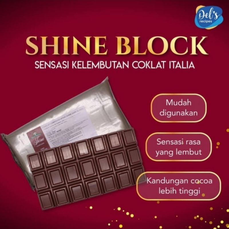 

Shine Dark Chocolate Block Coklat Compound Impor Halal 500 gram