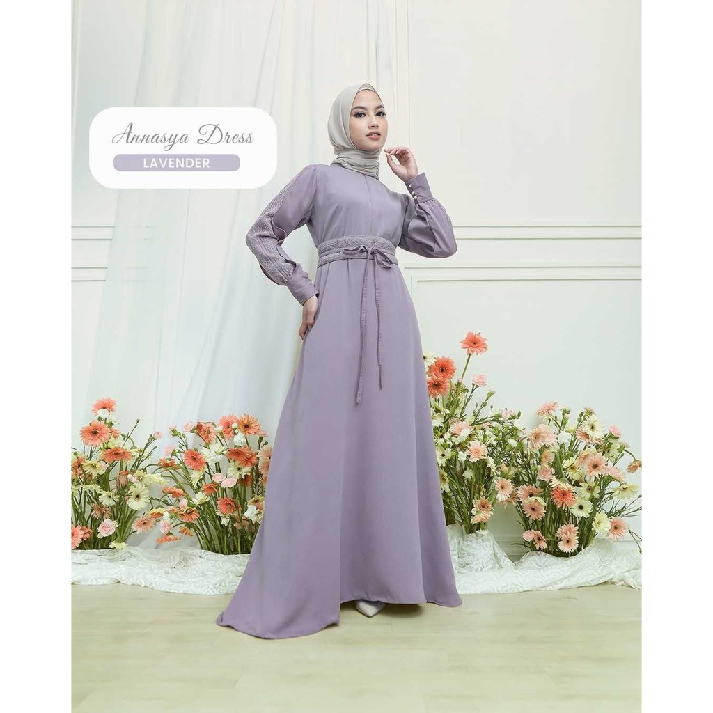Ready Stok Gamis Gamaleea Ghaisani Annasya Dress Lavender dan Sage Green
