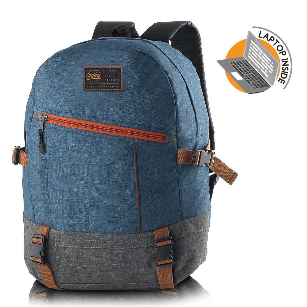 Stylish Backpack Tas Ransel Sekolah Pria Kasual Biru