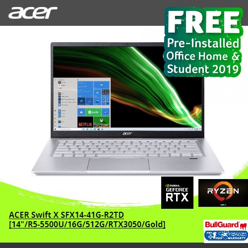 ACER SWIFT X SFX14-41G-R2TD [14"/R5-5500U/16G/512G/RTX3050/GOLD] NX.AZ6SN.001