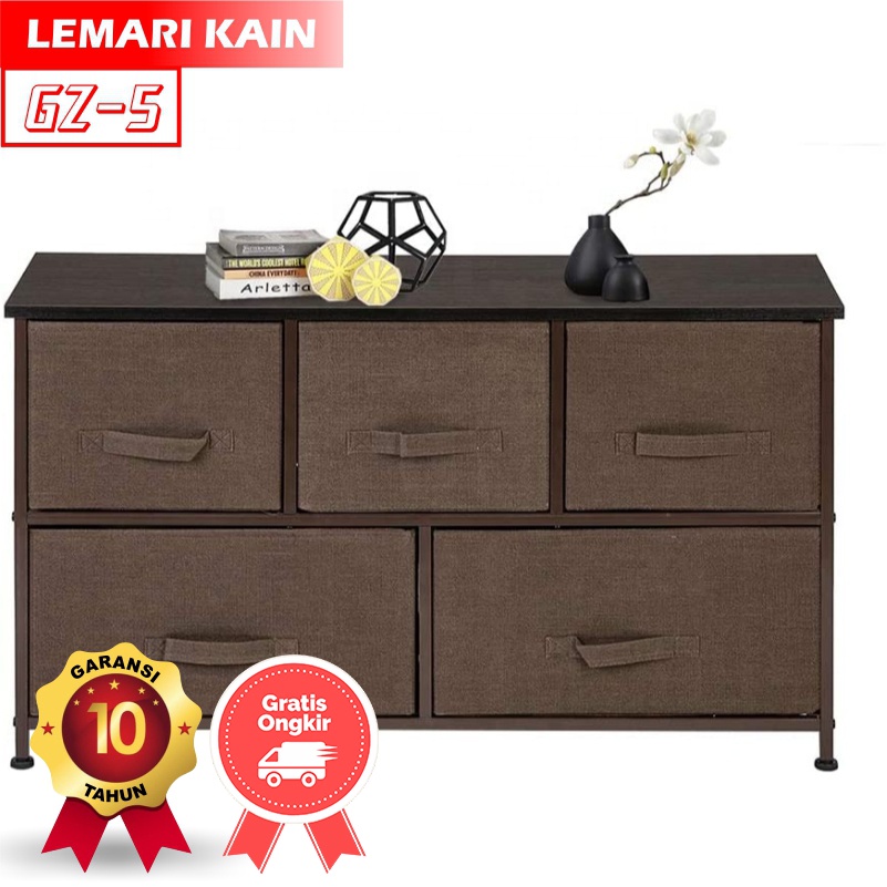 Lemari 2 Susun 5 Kotak Kain Linen Rak Penyimpanan Laci - ORANGEHOME (GZ-5)