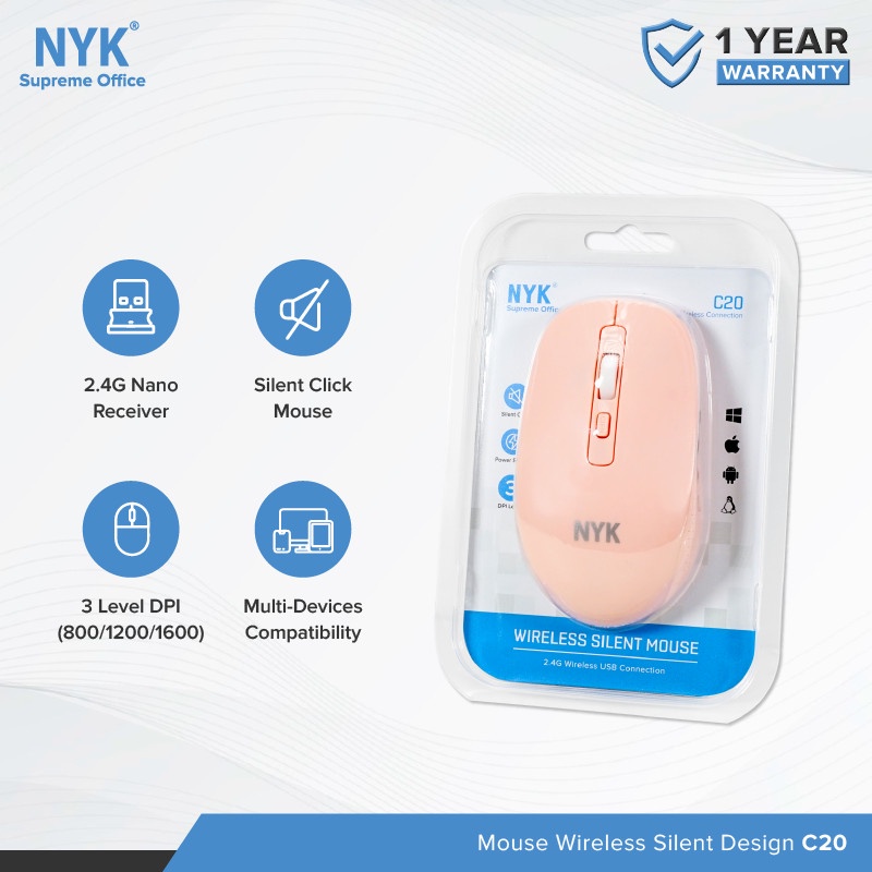 NYK C20 Mouse Wireless Silent Design Style Color