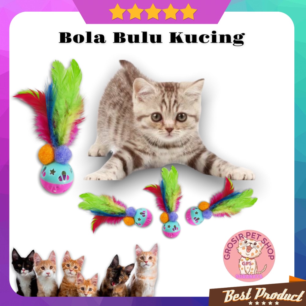 Mainan kucing Bola kucing mainan bola bulu kucing anjing ecer grosir ( Mainan Anjing &amp; Kucing )