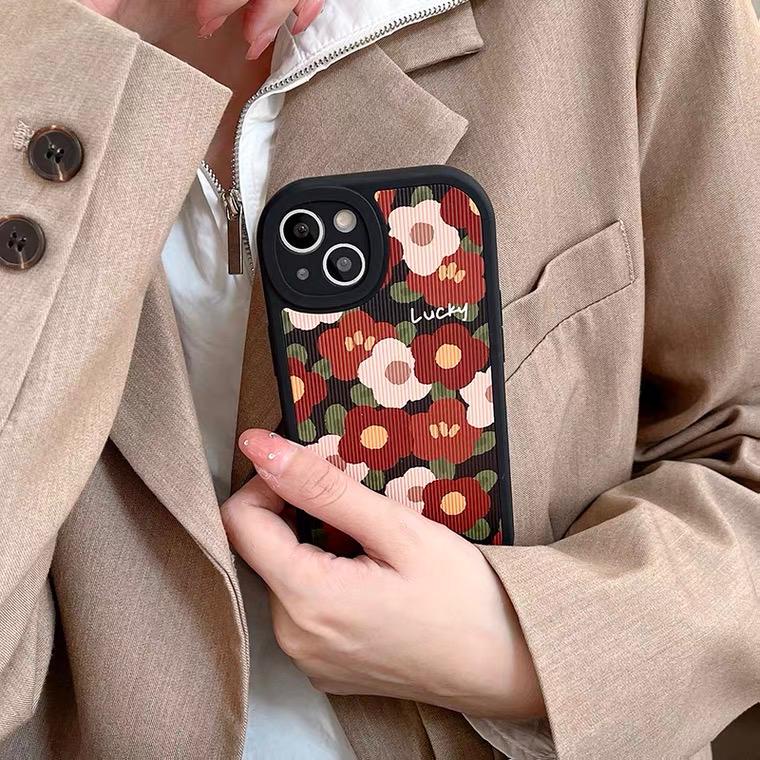 [TPC] Phone Case IPHONE 6 6S 7 8 PLUS X XS MAX XR 11 12 13 PRO MAX Red Flower Casing Lucu Korean IP025