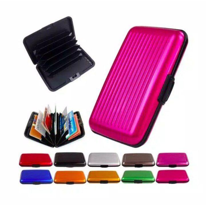 Card Caddy Dompet Kartu Alumunium Anti Air Dompet Penyimpanan Kartu Organizer