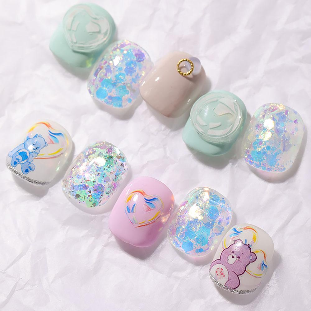 AUGUSTINA Agustin 5D Timbul Stiker Kuku Jantung Slider Decal Perekat Gelembung Nail Art Sticker