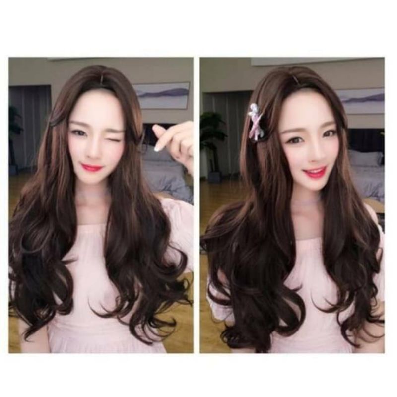 BEST WIG RAMBUT PANJANG CURLY BELAH TENGAH 6938A - REAL PICTURE RAMBUT PALSU WANITA KOREA STYLE MURA