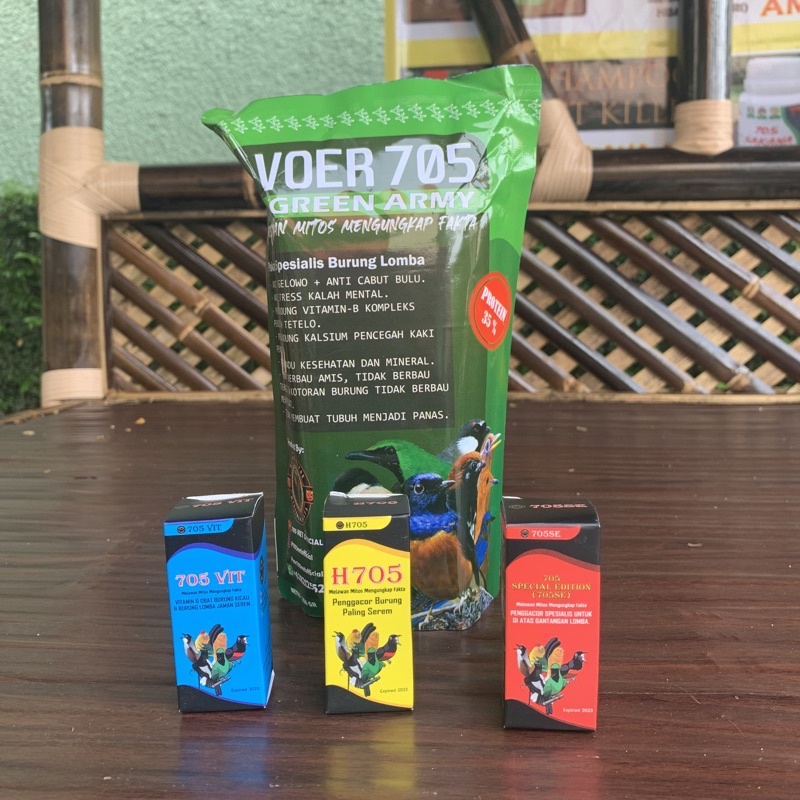 paket bundling h705 + h705se + 705 vit, free voer green army (250gr)