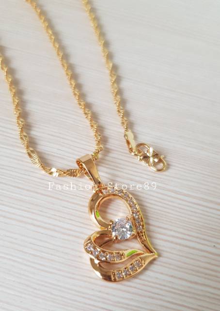 Fashion lapis emas love perhiasan xuping kalung love xuping import lapis emas 18k