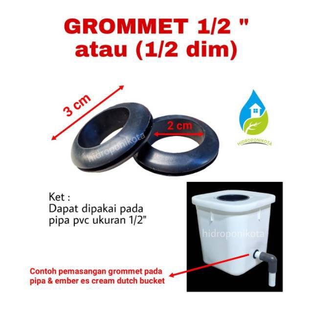 grommet/seal 1/2&quot; - grommet untuk pipa 1/2 dim - grommet 22 mm