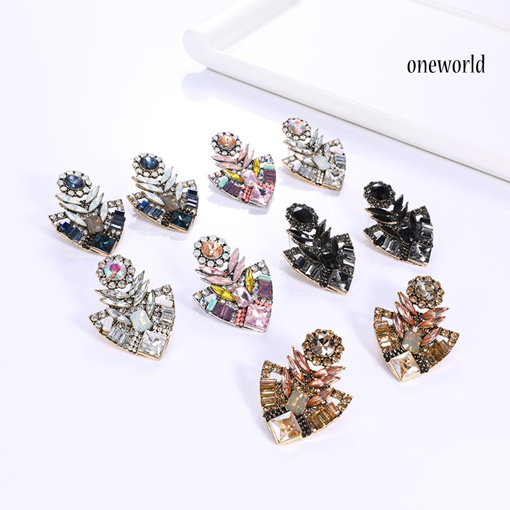 OW# Women Fashion Rhinestones Exaggerated Bohemian Ear Stud Earrings Jewelry Gift