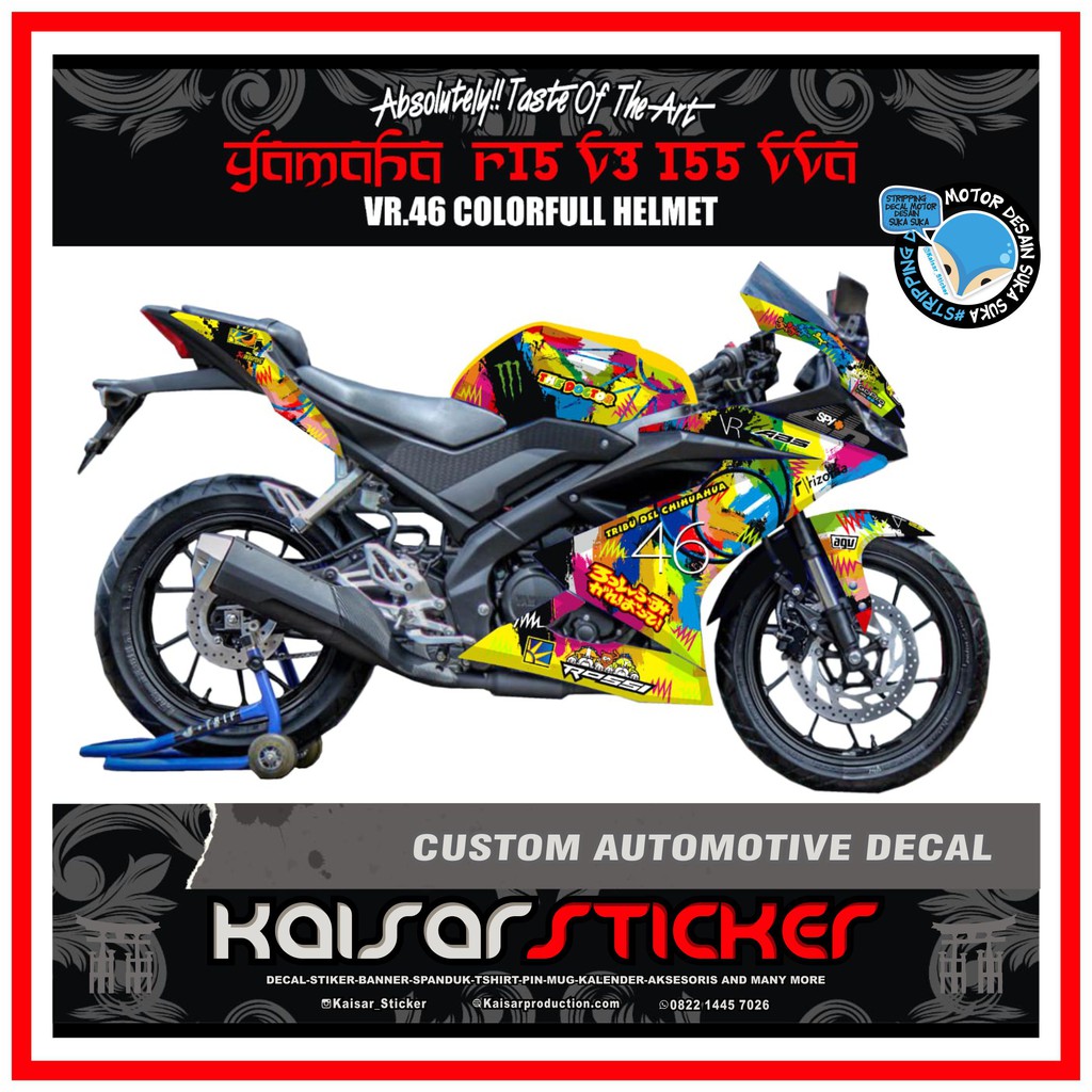 STIKER STRIPING DECAL MOTOR YAMAHA R15 V3 GRAFIS ROSSI FULL BODY