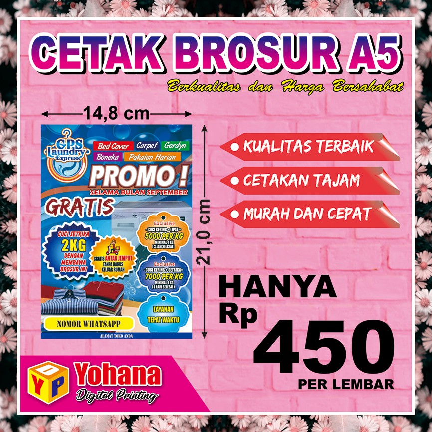 

FLYER / BROSUR IKLAN PRODUK A5 ART PAPER 120 GSM - YOHANA STICKER