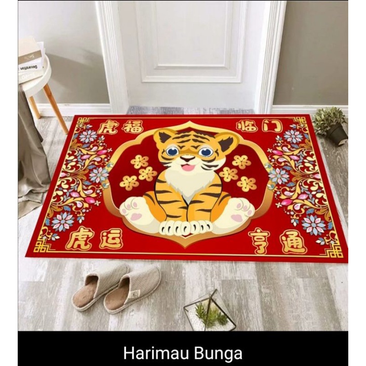 Keset pintu imlek macan 2022/ Karpet lantai tiger harimau alas kaki dekorasi Harimau bunga