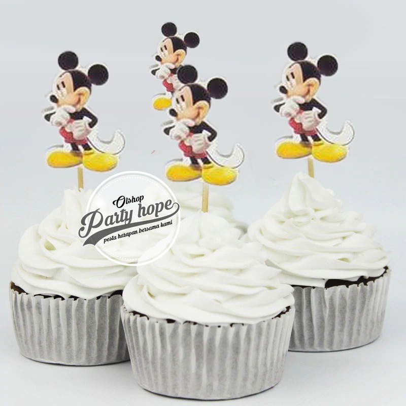 Topper Cupcake mickey mouse/ Tusukan Kue mickey mouse/ cake dekorasi mickey mouse/ hiasan kue