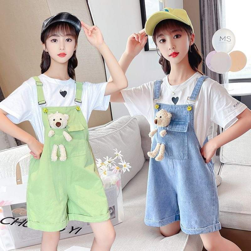 Setelan Overall Celana Anak Perempuan Love Bear