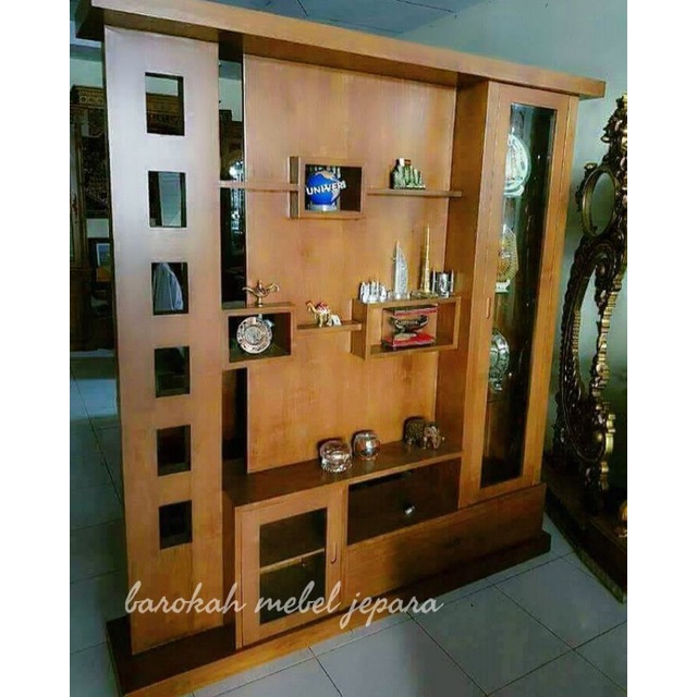 Penyekat Ruangan Jati Dua Muka Minimalis 2meter