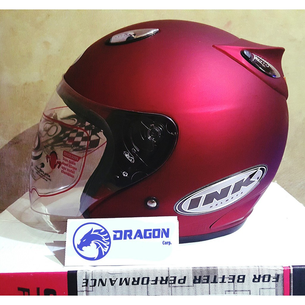 TERBARU Helm basic INK Centro - Merah Doff - bkn KYT BOGO AGV RETRO CROSS ANAK MURAH MERIAH