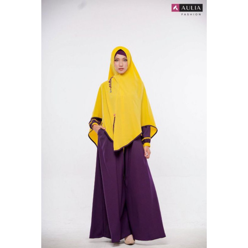 Set Gamis Syari Original Aulia Fashion Ceysa Eggplant