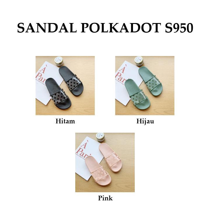 Grosir - S950 Sandal Polkadot Transparan / Sandal Slop / Sandal Kokop Lentur / Sandal Jelly / Sandal Wanita