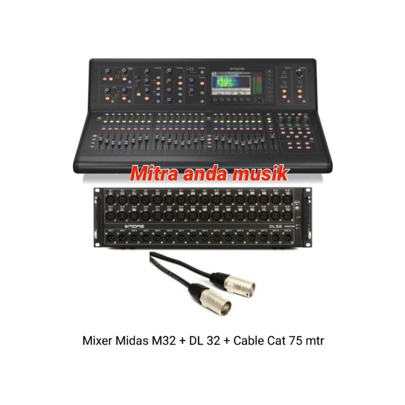 Mixer console profesional digital midas M32live m32 live DL32 kabel cable cat 75m