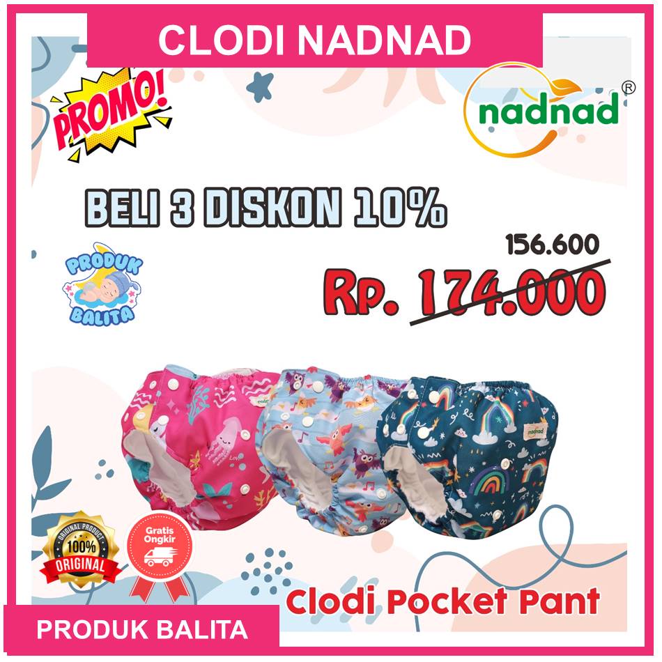 Popok Kain Cuci Ulang Clodi Pocket Pants BB 7-25 Kg By Nadnad Desain Terbaru Motif Eksklusif Termurah