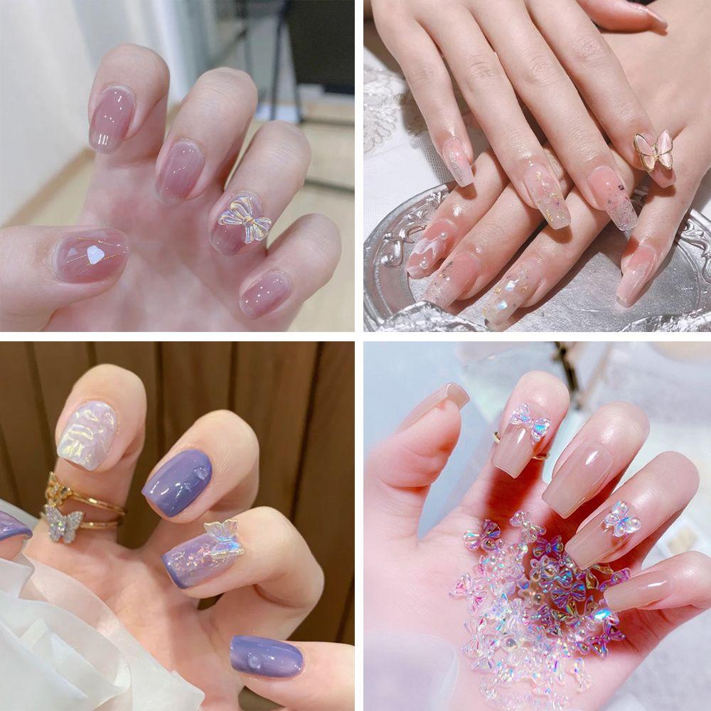 Agustin 3D Dekorasi Nail Art Rivet Aneka Busur Bunga Beads Aurora Kristal Manicure Aksesoris