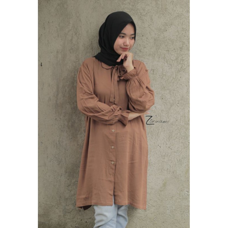 Stacy Mocca/tunik/blouse/atasan wanita bahan rayon crinkle/rayon/rayon crinkle/kemeja bigsize/jumbo