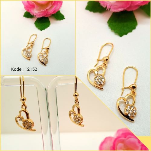 [BAYAR DITEMPAT] P12152  Anting Jurai Lapis Emas Pusat Xuping Jakarta